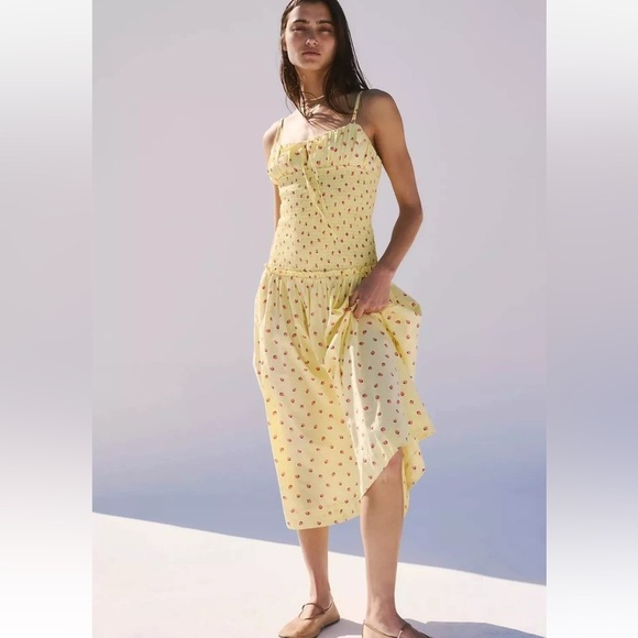 NWT Free People Lavender Daze Smocked Sundress in Strawberry Lemon - Picture 3 of 15